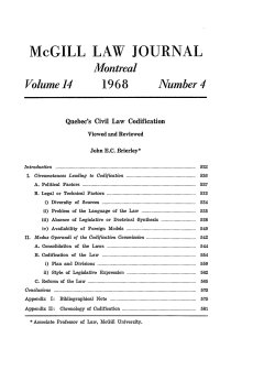 Quebec`s Civil Law Codification