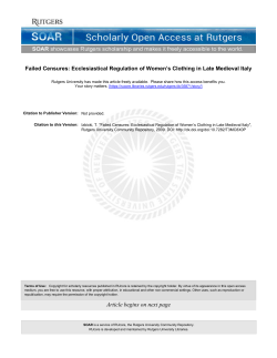 Failed Censures: Ecclesiastical Regulation of Women`s Clothing in