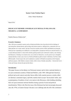 Holocaust Memory and Holocaust Denial in Poland and Moldova