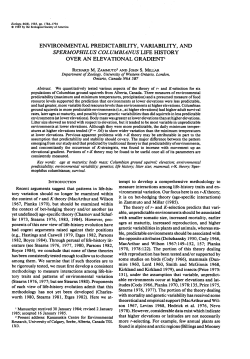 ENVIRONMENTAL PREDICTABILITY, VARIABILITY, AND