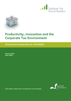 Productivity, Innovation and the Corporate Tax Environment 2010
