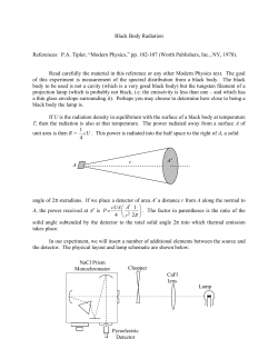 Black Body Radiation References: P.A. Tipler, &ldquo;Modern Physics,&rdquo; pp