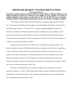 FROM SOLIDARITY TO FRAGMENTATION