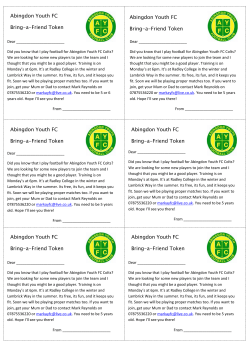 Abingdon Youth FC Bring-a-Friend Token Abingdon