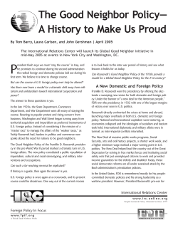 The Good Neighbor Policy--A History to Make Us Proud