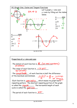 14.1 Graph Sine, Cosine and Tangent Functions Let`s graph y = sinx