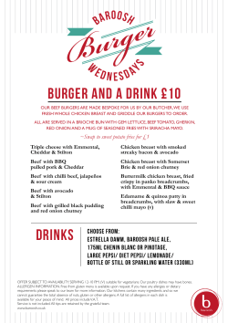 Our Burger Menu