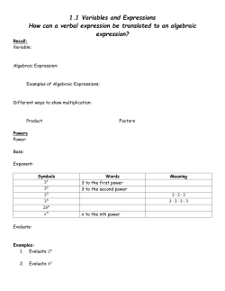 1.1 Variables and Expressions How can a verbal expression be