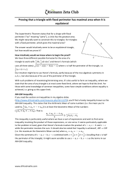 Proving that a triangle with fixed perimeter has maximal area when it