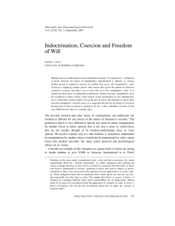 Indoctrination, Coercion and Freedom of Will