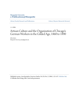 Artisan Culture and the Organization of Chicago`s German Workers