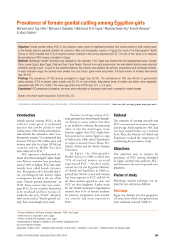 Prevalence of female genital cutting among Egyptian girls