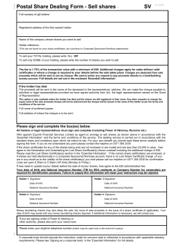 Postal Share Dealing Form - Sell shares SV