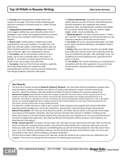 Top 10 Pitfalls in Resume Writing
