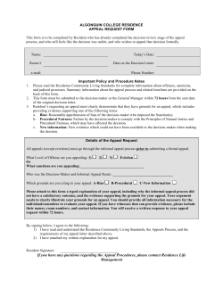 Formal Appeal Request Form