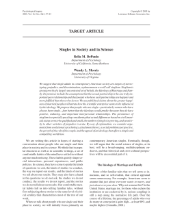 TARGET ARTICLE Singles in Society and in Science