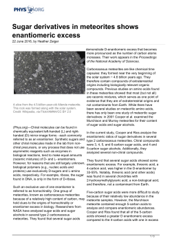 Sugar derivatives in meteorites shows enantiomeric excess