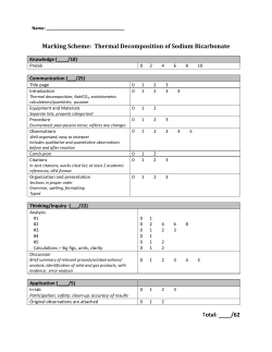Marking Scheme: Thermal Decomposition of Sodium Bicarbonate