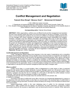 Conflict Management and Negotiation