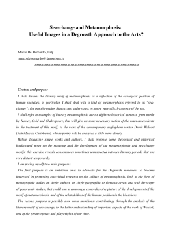 Seachange and Metamorphosis: Useful Images in a Degrowth