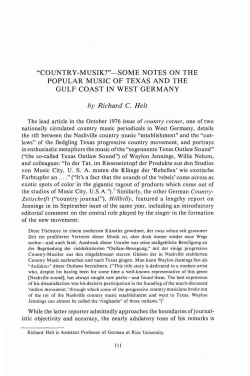 "COUNTRY-MUSIK?"-SOME NOTES ON THE POPULAR MUSIC OF