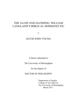 the gloss and glossing: william langland`s