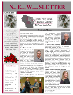 Maple Valley Mutual`s Fall/Winter 2016 Newsletter