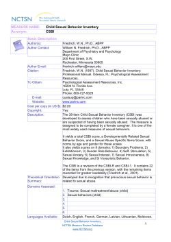 MEASURE NAME: Acronym: Basic Description CSBI Child Sexual