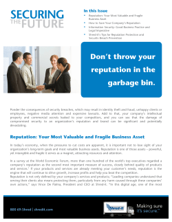 Don`t throw your reputation in the garbage bin. - Shred-it