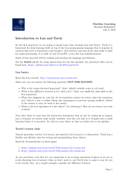 Introduction to Lua and Torch