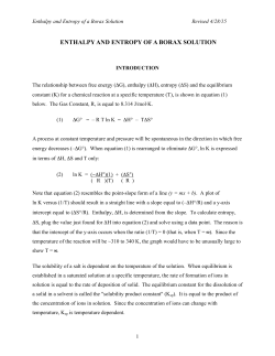 ENTHALPY AND ENTROPY OF A BORAX SOLUTION