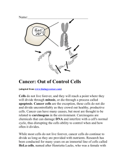 Cancer: Out of Control Cells