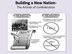 Building a New Nation- The Articles of Confederation