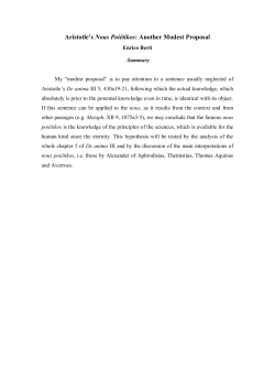 Aristotle`s Nous Poi&ecirc;tikos: Another Modest Proposal