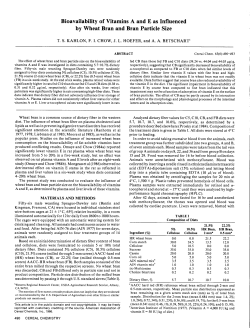 Bioavailability of Vitamins A and E as Influenced by Wheat Bran and