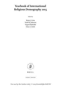 Yearbook of International Religious Demography 2015