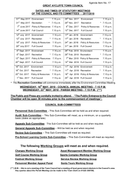 The following Working Groups will meet as and when required.