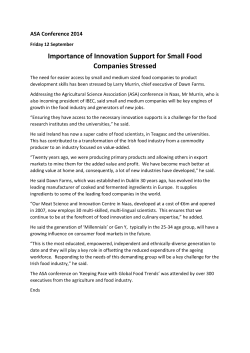 Importance of Innovation Support for Small Food Companies Stressed