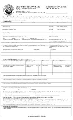Job Application - City of Huntington Park