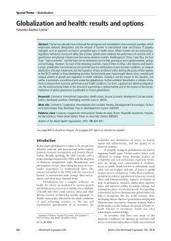 Globalization and health: results and options