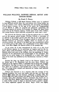 WILLIAM POLLOCK: PAWNEE INDIAN, ARTIST AND ROUGH RIDER
