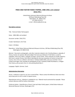 FRIED AND FAKTOR FAMILY PAPERS, 1908