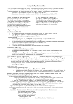 Poetry after Pope Sentimentalism