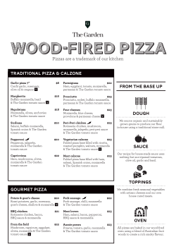 Pizza menu - The Garden