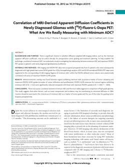 Correlation of MRI-Derived Apparent Diffusion Coefficients in Newly