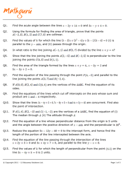 Q1. Find the acute angle between the lines and . Q2