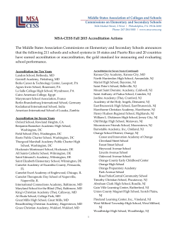 Fall 2015 Accreditation Action List - MSA-CESS