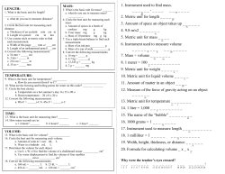 1. Instrument used to find mass. _ _ _ _ _ _