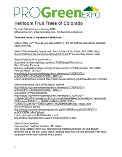 Extended notes, Heirloom Fruit Trees of Colorado