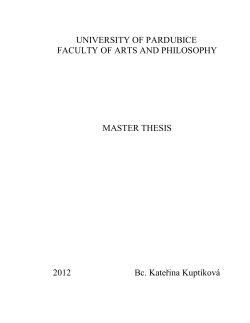 UNIVERSITY OF PARDUBICE FACULTY OF ARTS AND